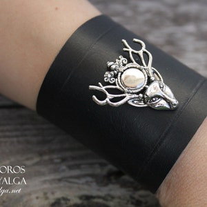 Deer Leather Cuff | Medieval Fantasy Bracelet image 2