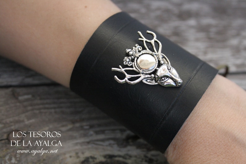 Deer Leather Cuff | Medieval Fantasy Bracelet image 2