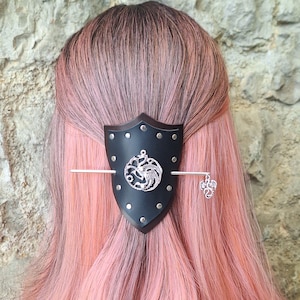 Dragons Hair Barrette Leather - Dragon Brooch Pin - Etsy Canada display picture 1