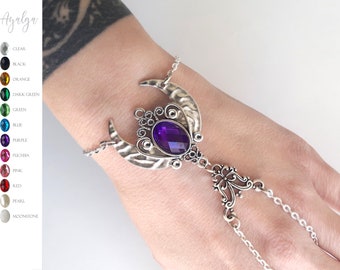 Moon bracelet ring- moon jewelry - celestial - boho slave - moon slave