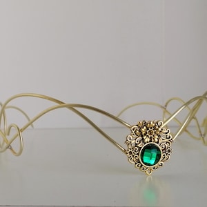 golden elvish tiara made of brass, golden elven tiara, wedding jewelry