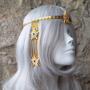 gold wedding crown, headpiece fairy crown, bridal wedding crown, elf elven gift, wedding jewelry , Priestess Crown