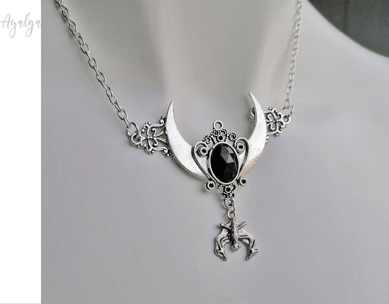 Custom Moon Necklace Dragon Necklace Moon Chocker Gothic - Etsy