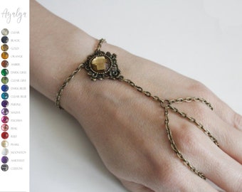 bracelet women - slave bracelet - slave chain bracelet - elven jewelry - elvish jewelry - bronze bracelet with gemstones - chain bracelet
