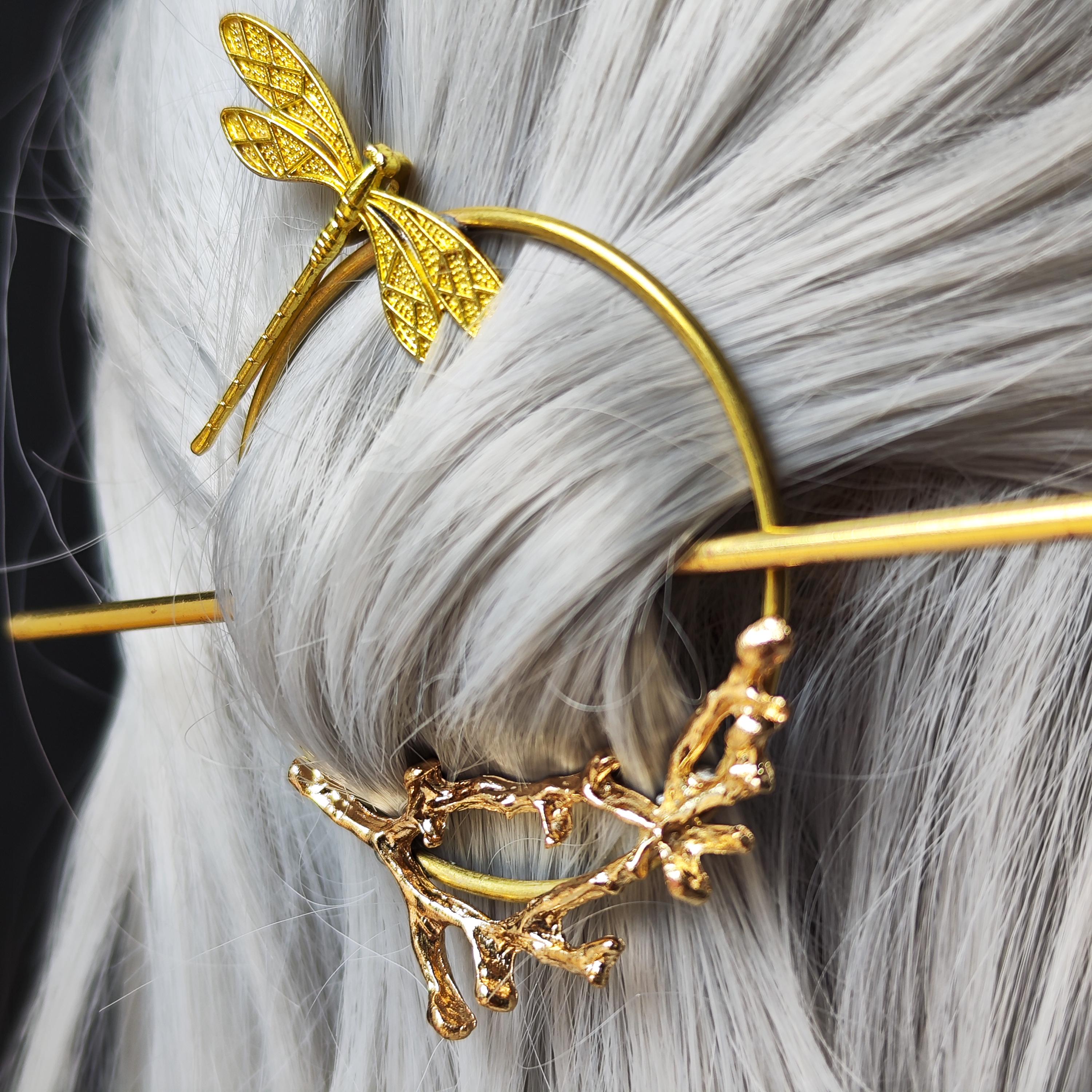 HANDMADE Fairycore White and Gold Beaded Feather Leaf Barrette Shop 1920s Headpieces - Leaf Feather Headband | BABEYOND main image 4
