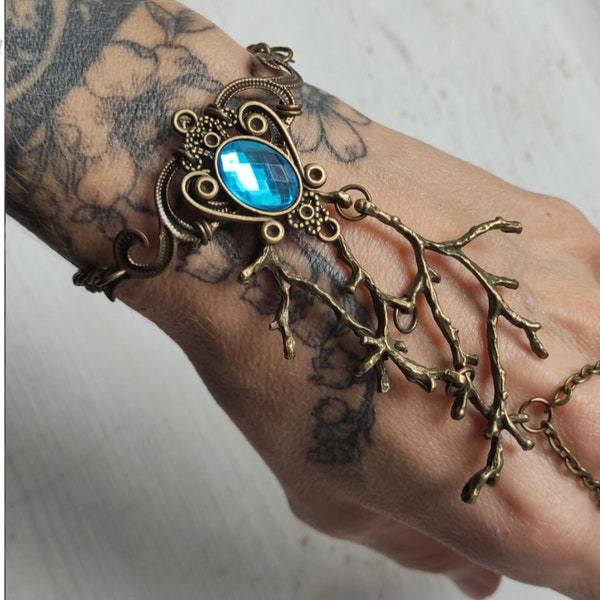 Bracelet branches , bracelet esclave en bronze , bracelets d'elfe des bois , bracelet chaîne , armure de main