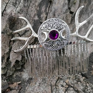 antler triple moon comb - moon hair comb