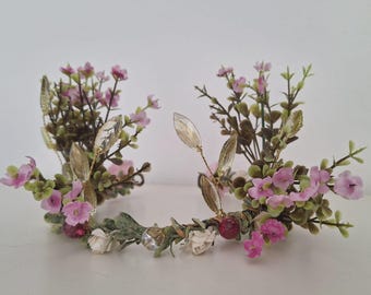 Couronne de mariée florale, coiffe de fleurs de mariage, accessoire de cheveux fait main