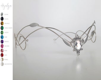 Tocado de elfo, corona de hojas de plata, tiara de elfo del bosque, corona de hadas, joyería hecha a mano