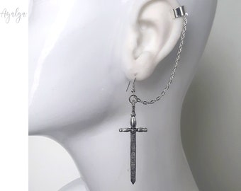 ear cuff, sword earring, goth ear cuff, statement jewelry, statement jewelry, sword earcuff, gothic earcuff