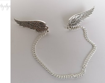 Brooch chain - wings brooch clasp brooch  - collar pins wings - brooch medieval - cloak accessories - viking jewelry - collar brooch  collar