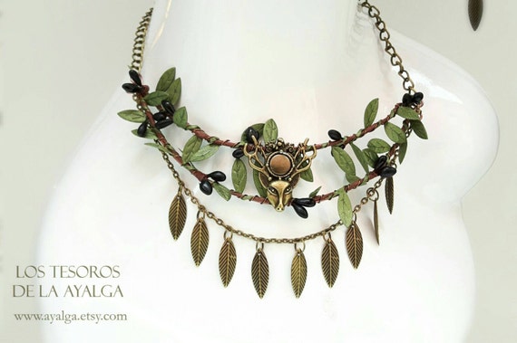 Woodland Tribal Necklace- Statement Jewelry - Etsy Woodland Tribal Necklace- Statement Jewelry - Etsy