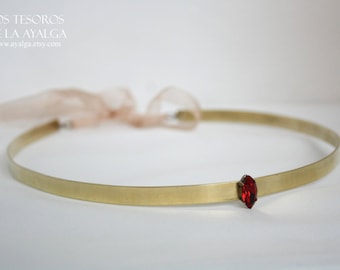Medieval brass circlet with swarovski crystal - queen king crown - wedding hair accessories - crystal tiara - crystal crown - brass crown