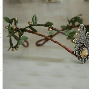 Woodland elf tiara elven headpiece fairy crown woodland tiara circlet leaves crown elvish tiara bridal headpiece fairy crown image 1