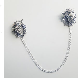 Brooch chains  wolves- statement jewelry-cloak pin