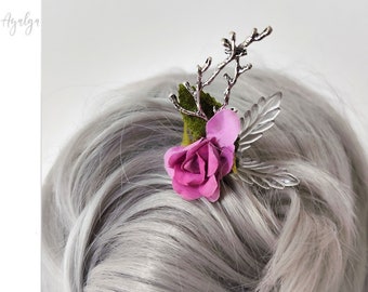 Palo de pelo de flor de hada. Pasador de hadas. Peine de flores para el cabello