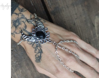 Moon bracelet ring- moon jewelry - celestial - boho slave - moon slave