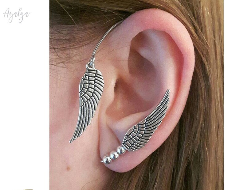 Wings Earrings Wings Ear Cuff No Piercing Ear Earcuff Etsy