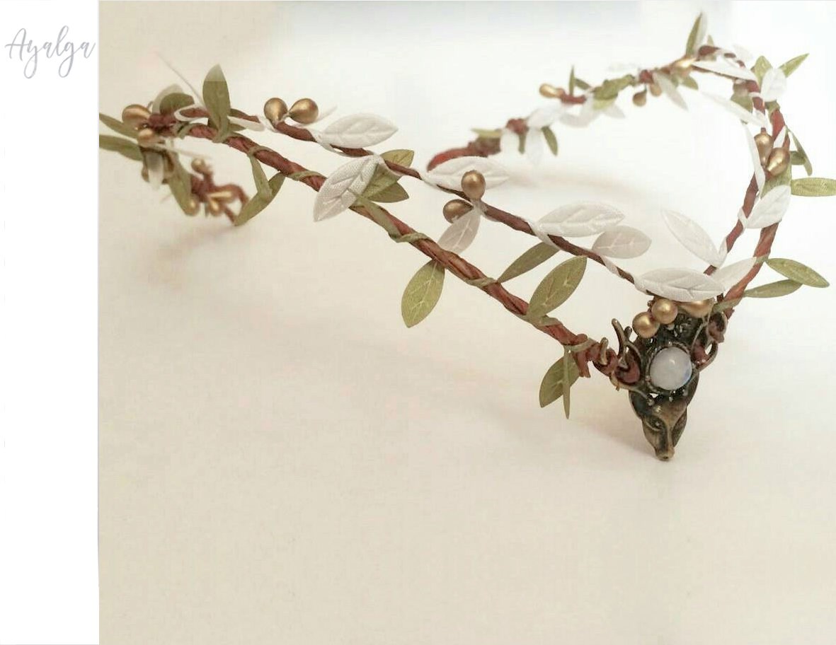 ACO-UINT Woodland Elfenkrone, Feenkrone Mit Geweih, Elfe, Wald, Kopfschmuck, V-Form, Blume, Kreis, Blatt, Stirnband Für Damen, Schwarz