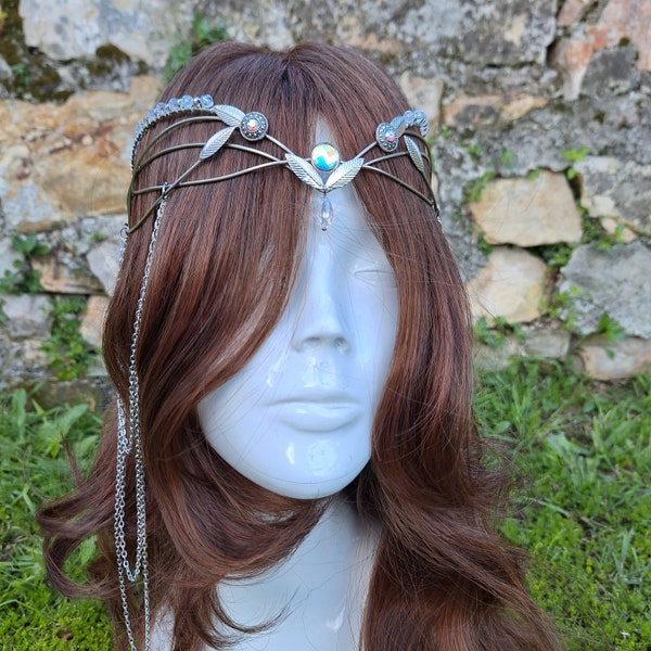 elven tiara, bridal headpiece, elven crown, elven circlet, handmade jewelry