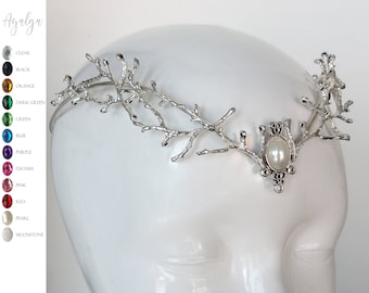 elvish tiara with swarovski crystal, elven tiara, bridal headpiece, elven crown, bridal tiara, bridal crown