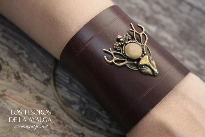 Deer Leather Cuff | Medieval Fantasy Bracelet image 1