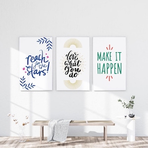 Set of 3 Wall Art Quotes | Motivational Printable Decor | Digital Download | Modern Typography Prints | Office or Home Wall Decor