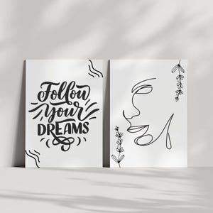 Set of 2 Printable Quote Wall Art | For Home Office Decor | Motivational Wall Art Prints | Set of Two Printable Sayings | Instant Download