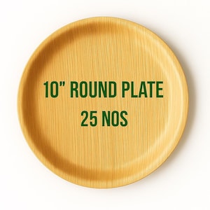 Platos ecológicos redondos de hoja de areca de 10 pulgadas (paquete de 25): vajilla biodegradable de primera calidad para bodas, cumpleaños, fiestas, barbacoas y picnic.