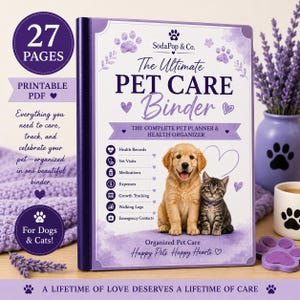 Ultimate Pet Care Binder | Printable Dog Cat Health Records Organizer (PDF Download)