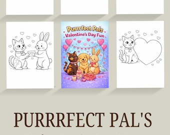 Valentine’s Day Coloring Pages | Cute Animal Valentine Coloring Book | Printable Kids Activity | Cat Dog Bunny Coloring Pages