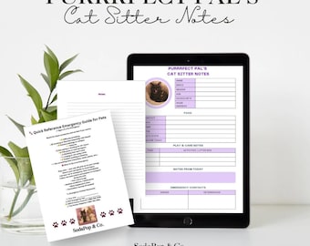 Cat Sitter Info Sheet: Printable Pet Care Template (Digital Download)