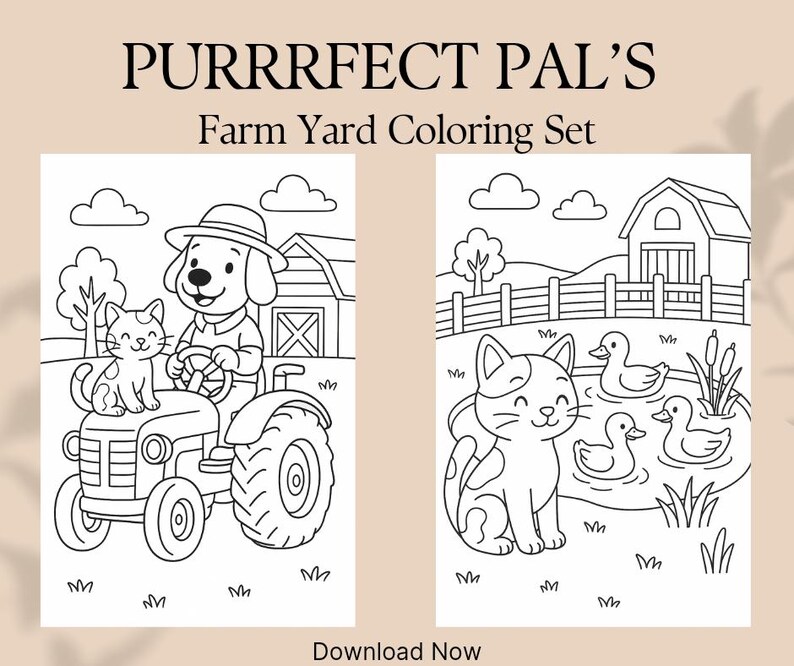 Farm Animals Coloring Pages: Barnyard Activity Sheets (digital Download ...