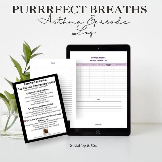 Cat Asthma Tracker: Episode Log & Emergency Checklist (PDF Printable)