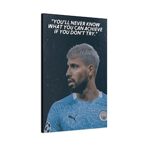 Sergio Aguero Motivational Canvas, Football/Soccer Wall Art
