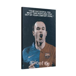 Andres Iniesta Motivational Canvas, Football/Soccer Wall Art