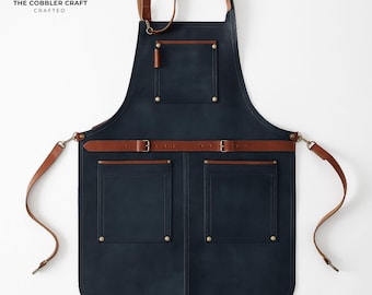 Handmade Men’s Full-Grain Leather Work Apron | Heavy-Duty Barber, Chef & Blacksmith Apron by The Cobblers Craft”