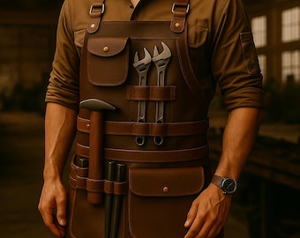 Handmade Heavy Duty Leather Blacksmith Apron: Mechanics, Woodworking, Crafts