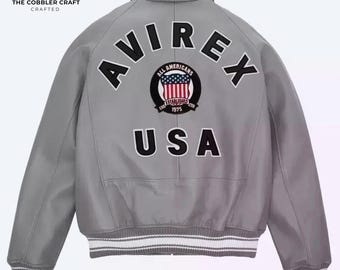 Chaqueta bomber de cuero Avirex USA para hombre / Chaqueta de motociclista vintage de cuero vacuno genuino / Estilo de vuelo americano