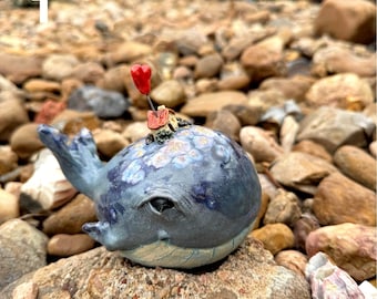 Handmade Ceramic Whale Sculpture | Ocean Inspired Pottery | Coastal Decor