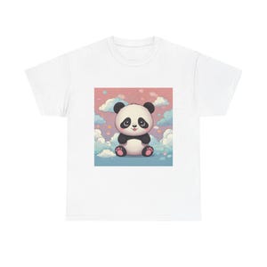T-shirt unisex in cotone pesante con simpatico panda / T-shirt con grafica adorabile di animali, abbigliamento casual, regalo per bambini, amanti degli animali, regalo di compleanno
