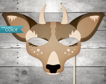 DIY Printable Spike Horn Deer Mask - Halloween, Birthdays, masquerade ball, mardi gras, and weddings