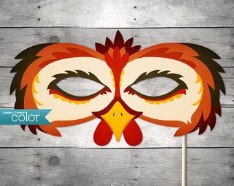 DIY Printable Rooster Mask - Halloween, Birthdays, masquerade ball, mardi gras, and weddings