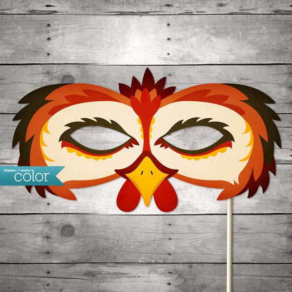 DIY Printable Rooster Mask - Halloween, Birthdays, masquerade ball, mardi gras, and weddings