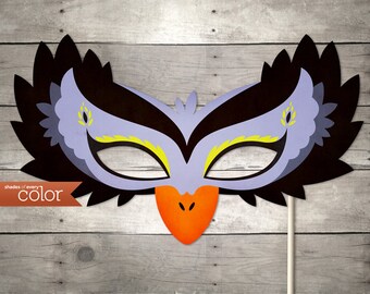 DIY Printable Black & Purple Swan Mask - Halloween, Birthdays, masquerade ball, mardi gras, and weddings