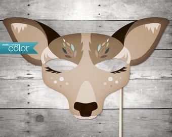 DIY Printable Lady Deer Mask - Mardi Gras, Birthdays, Masquerade Ball, Weddings, or Halloween