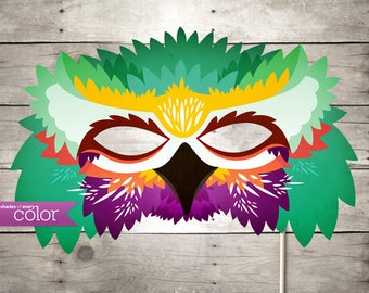 DIY Printable Lilac Breasted Roller Bird Mask - Halloween, Birthdays, Masquerade Ball, Mardi Gras, and Weddings