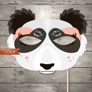 DIY Printable Lady Panda Mask - Mardi Gras, Birthdays, Masquerade Ball, Weddings, or Halloween