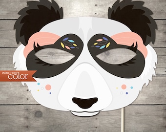 DIY Printable Lady Panda Mask - Mardi Gras, Birthdays, Masquerade Ball, Weddings, or Halloween