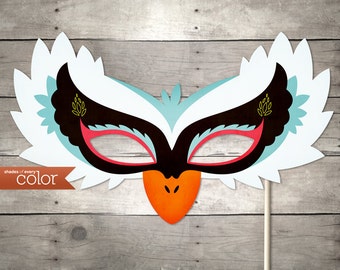 DIY Printable White Swan Mask - Halloween, Birthdays, masquerade ball, mardi gras, and weddings